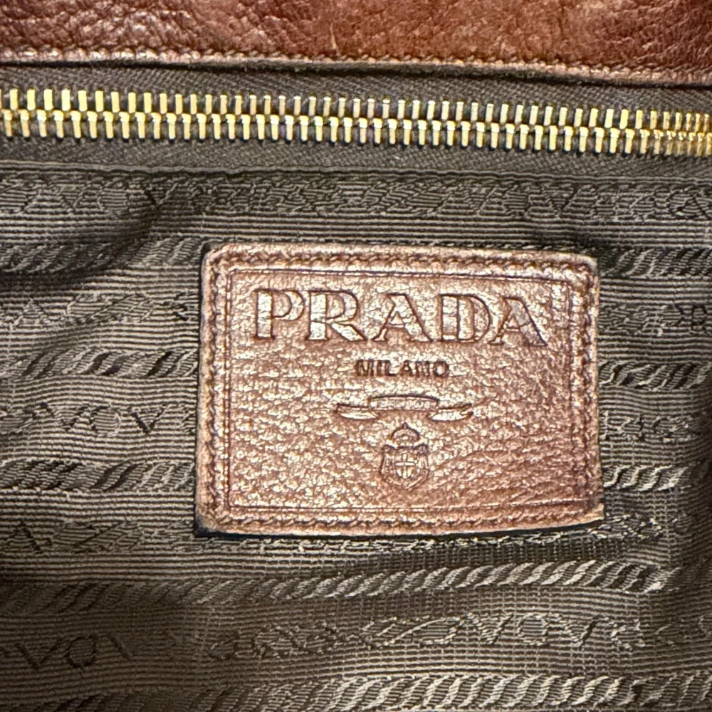 Prada Cervo Brown Pebbled Leather Tote - Picture 11 of 16